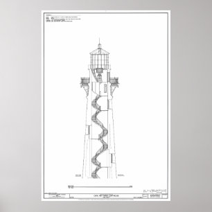 Vintag Cape Hatteras Lighthouse Blueprint 2 Poster