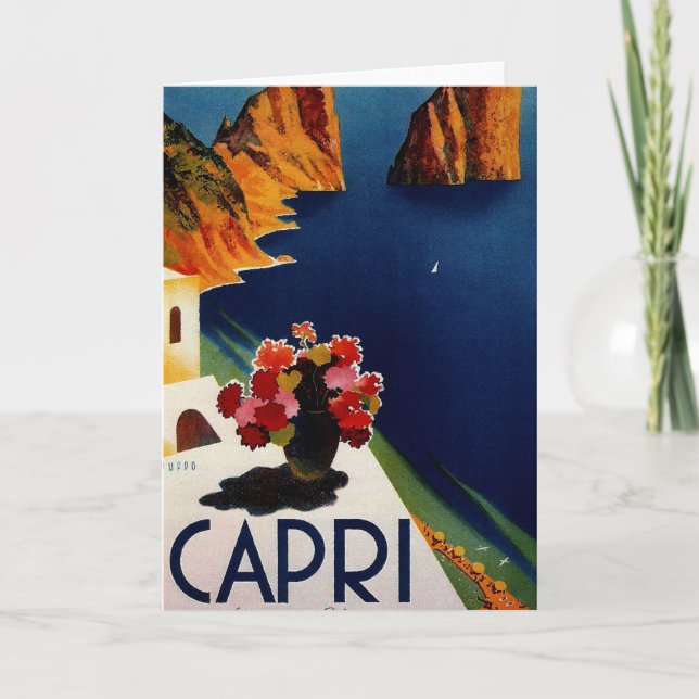 Vintag Capri Italien Reisen Karte (Vorderseite)