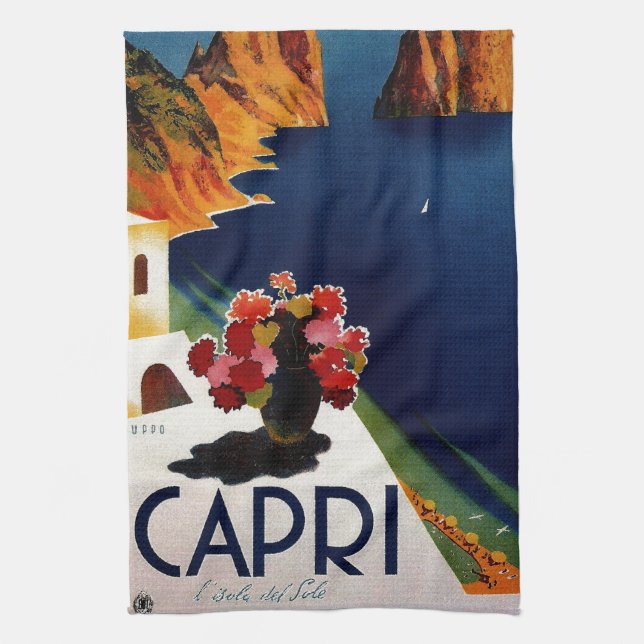 Vintag Capri Italien Reisen Küchentuch (Vertikal)