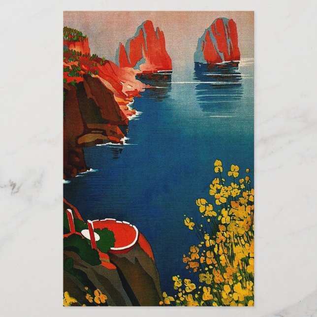 Vintag Capri L'Isola del Sole Italien Briefpapier (Vorderseite)