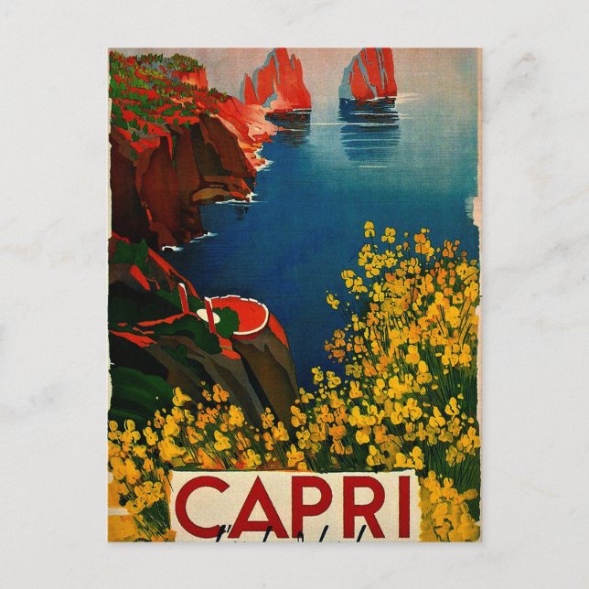 Vintag Capri L'Isola del Sole Italien Postkarte (Vorderseite)