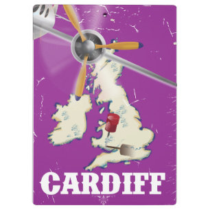 Vintag Cardiff Wales Travel Poster Klemmbrett