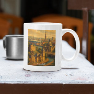 Vintag Cardiff Wales UK Retro Art Kaffeetasse