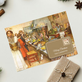 Vintag Carl Larsson Personalizable Weihnachtsabend Feiertagskarte