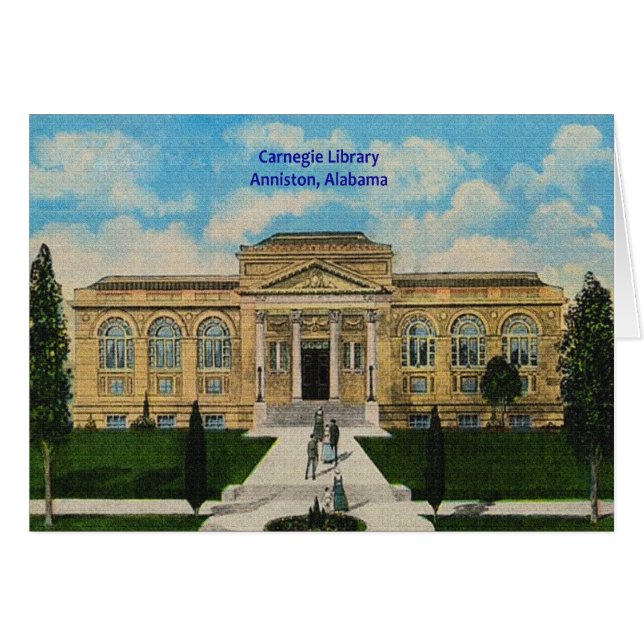 Vintag Carnegie Library Anniston Alabama (Vorderseite (Horizontal))