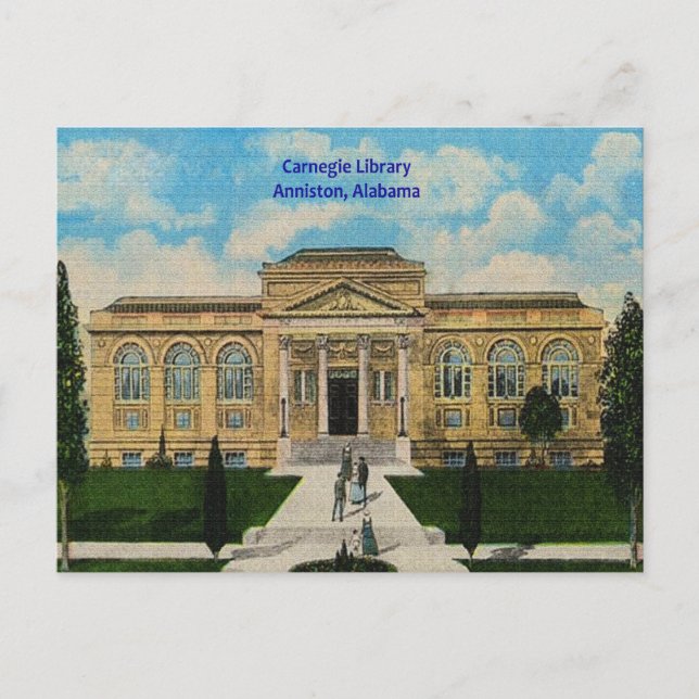 Vintag Carnegie Library Anniston Alabama Postkarte (Vorderseite)