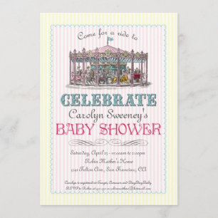 Vintag Carousel Babydusche Einladung