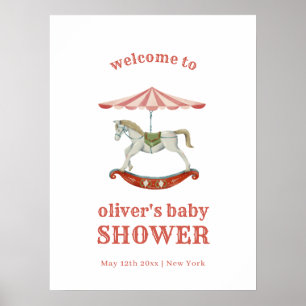 Vintag Carousel Carnival Baby Dusche Willkommen Poster