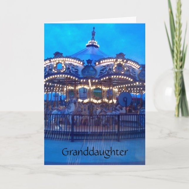 "VINTAG CAROUSEL" GLÜCKLICH BIRTHDAY GRANDAUGHTER KARTE (Vorderseite)
