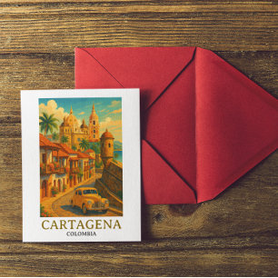 Vintag Cartagena Colombia Retro Art Postkarte
