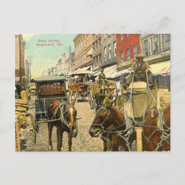 Vintag Cary Street Richmond Virginia Postkarte (Vorderseite)