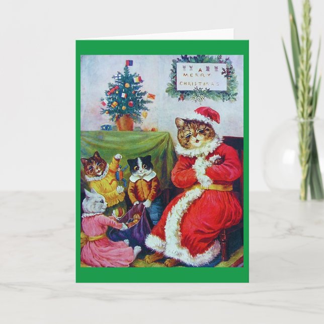 Vintag Cat Christmas, Louis Wain Feiertagskarte (Vorderseite)