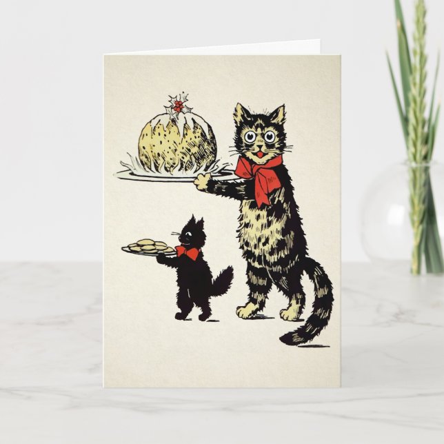Vintag Cats Weihnachtskarte Feiertagskarte (Vorderseite)