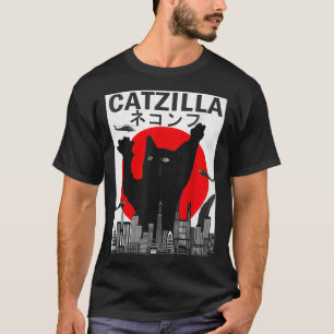 Vintag Catzilla Japanisch Sunset Style Cat Kitten T-Shirt