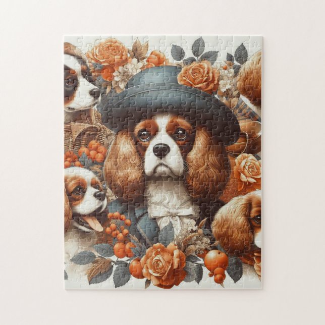 Vintag Cavalier King Charles Spaniel Painting (Vertikal)
