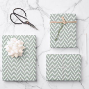 Vintag Celadon Green Zigzag Geschenkpapier Set