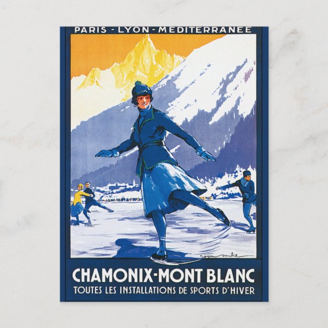Vintag Chamonix - Mont Blanc Poster Postkarte (Vorderseite)