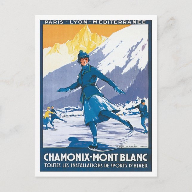 Vintag Chamonix Mont Blanc Postkarte (Vorderseite)