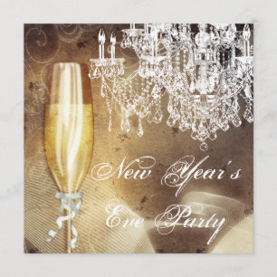 Vintag Chandelier Champagne Silvester Party Einladung