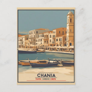 Vintag Chania City Souvenirs Betonreise Postkarte