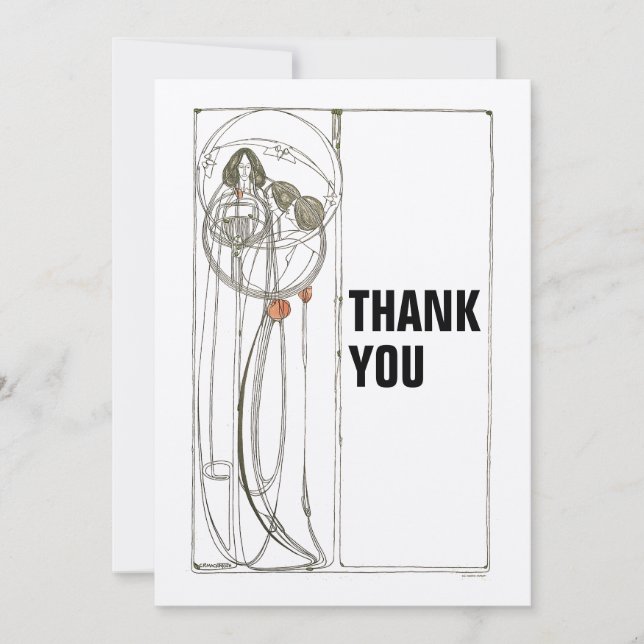 Vintag Charles Rennie Mackintosh Dankeskarte (Vorderseite)