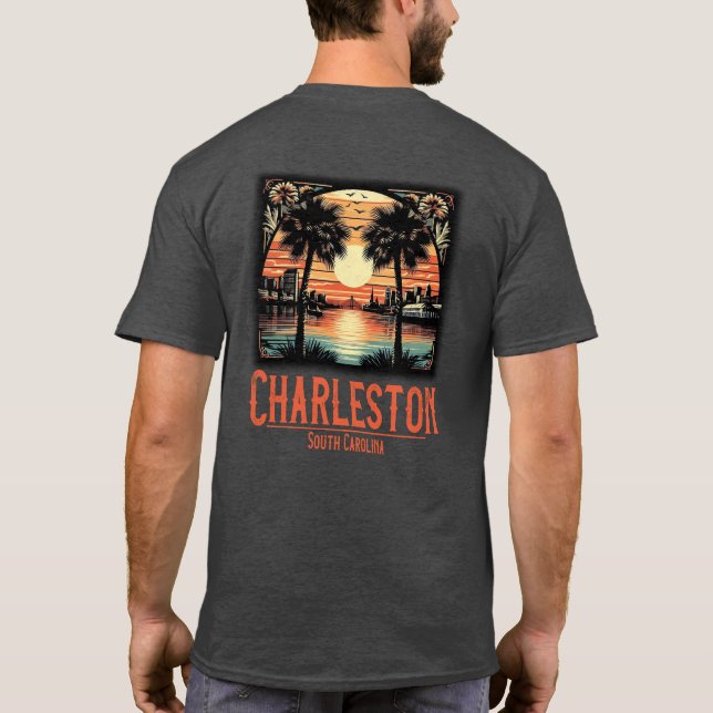 Vintag Charleston South Carolina Sunset T-Shirt (Rückseite)
