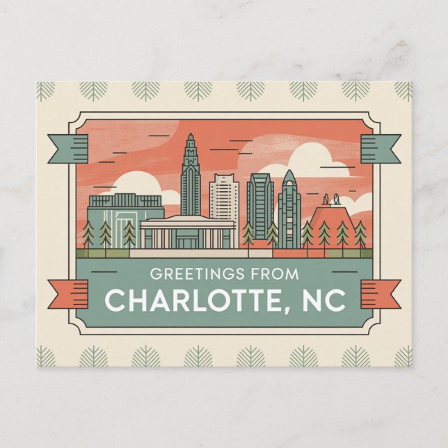 Vintag Charlotte Postkarte | Grüße aus (Vorderseite)