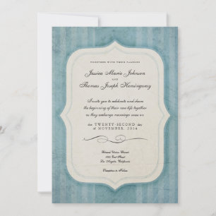 Vintag Charm Blue Monogram Wedding Einladungen