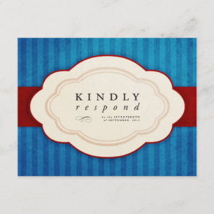 Vintag Charm Blue & Red Response Cards RSVP Karte