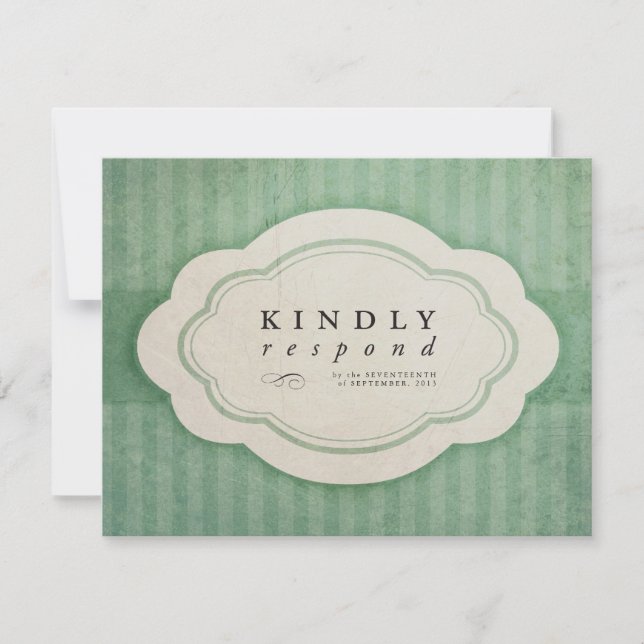 Vintag Charm Green Wedding Response Cards RSVP Karte (Vorderseite)