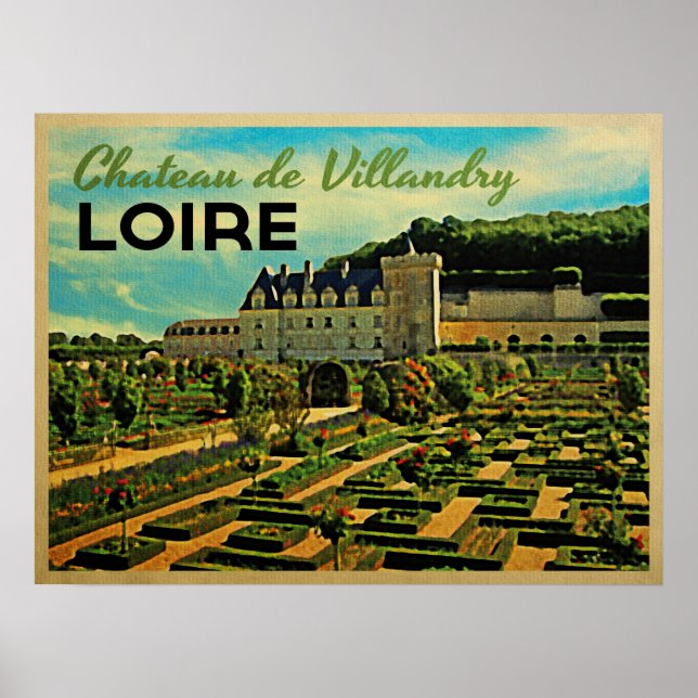Vintag Chateau de Villandry Loire Poster (Vorne)