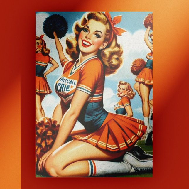 Vintag Cheerleader Illustration Postkarte (Von Creator hochgeladen)