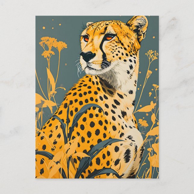 Vintag Cheetah Postkarte (Vorderseite)