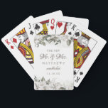 Vintag Cherish The New Mr. and Mrs Newlyweds Spielkarten<br><div class="desc">Vintage Cherish White Floral & Rose Gold lackierte Rose und Blume. Vintag klassisches und elegantes Aussehen, viel Grau, Elfenbeinweiß, Rose Gold, Dusty Pink, Pine Green, Gray Blätter und Blattwerk. Mit handgemalten Blumenelementen, Vintagen klassischen Script-Schriftart und klassischen Peony and Rose Borders - The New Mr. and Mrs Newlyweds wahren Personalisierte Kartenspiele!...</div>