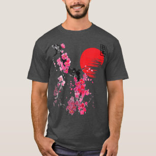 Vintag Cherry Blossom Blume Sakura Japanischer Sak T-Shirt