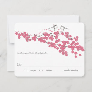 Vintag Cherry Blossom Chickadee Wedding RSVP