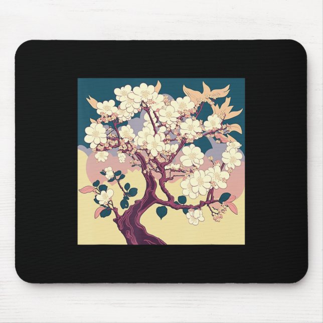 Vintag Cherry Blossom Sakura Japanischer Kunstanim Mousepad (Vorne)