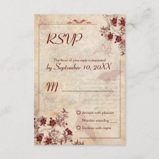 Vintag Cherry Blossom Wedding RSVP Einladung