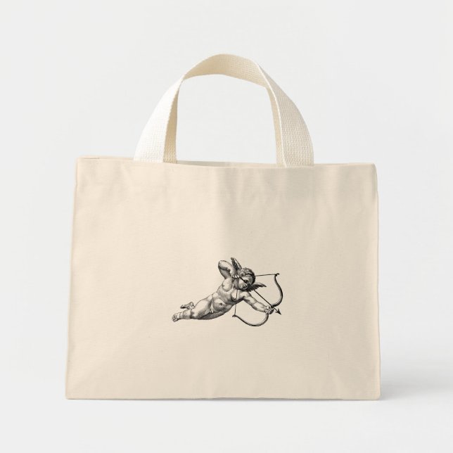 Vintag Cherub Cupid Liebe Struck Mini Stoffbeutel (Vorne)