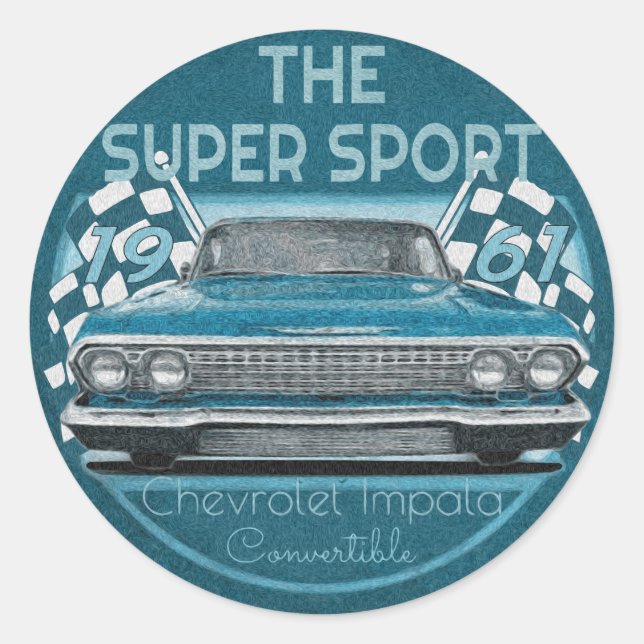 Vintag Chevy Runder Aufkleber (Vorderseite)