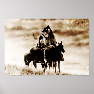 Vintag Cheyenne Warriors Canvas Print Poster