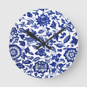 Vintag-Chic-Blumendesign Runde Wanduhr