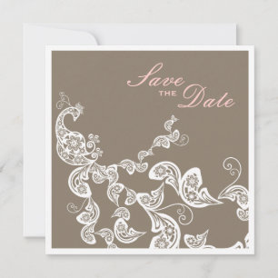 Vintag Chic Elegante Floral Peacock Save the Date
