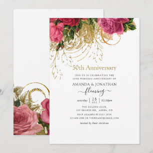 Vintag Chic Floral 50. Hochzeitstag Einladung