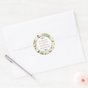 Vintag Chic Floral Wedding Runder Aufkleber