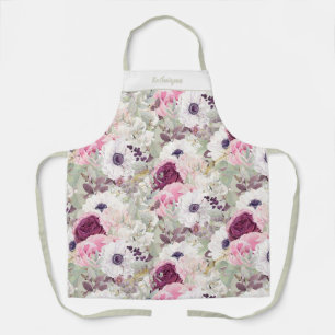 Vintag Chic Girl Pink Aquarellblume Schürze