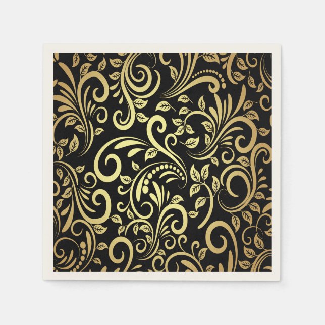 Vintag Chic Girly Gold Wirbel Serviette (Vorderseite)