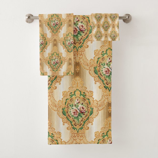 Vintag Chic Gold Floral Muster Badhandtuch Set (Insitu)