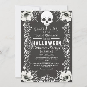 Vintag-Chic-Gotik-Dunkles Halloween-Kostüm-Party Einladung