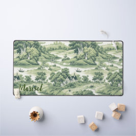 Vintag Chic Green Toile de Jouy Trees Individuelle Schreibtischunterlage